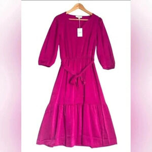 Women's Lucky Brand Balloon Sleeves Dress, Festival Fuchsia, Medium, NWT